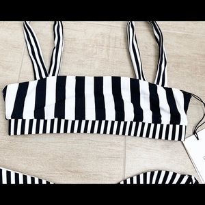 Onia Black & White Stripe Bikini Swim Set size XS